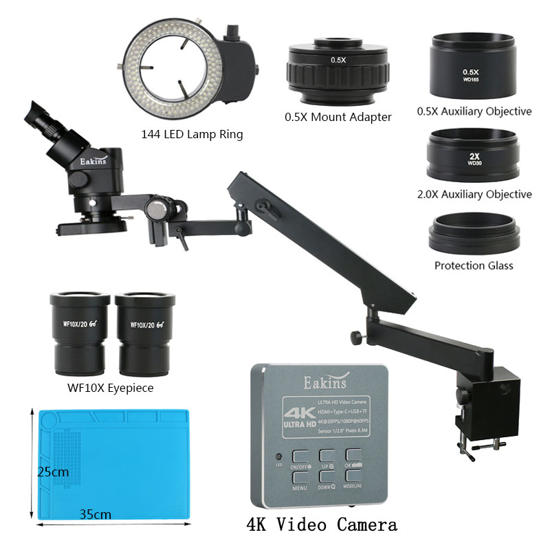 3.5X 90XArticulating الذراع عم - مراجعة Simul-Focal Industrial Microscope 4K Hdmi وسعره